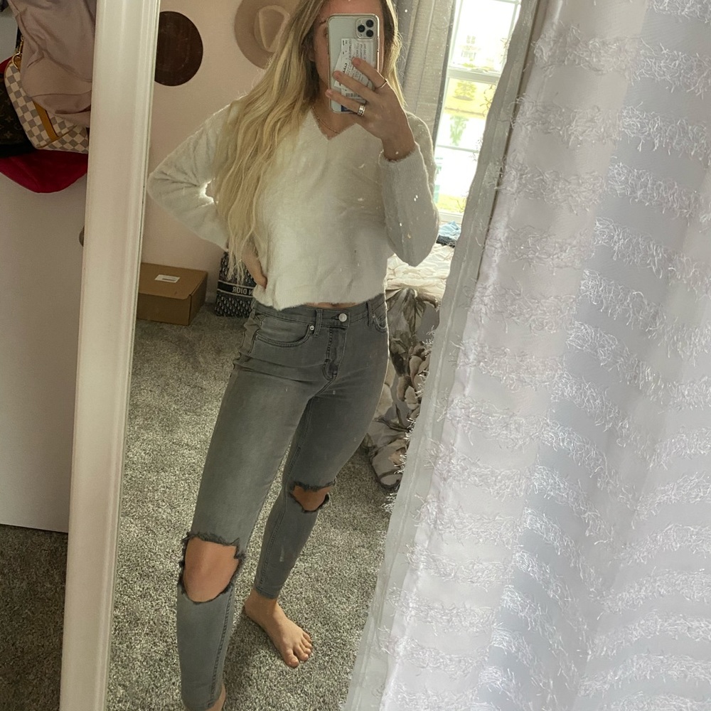 Free People grey ‘Buster Knee Skinny Jeans’